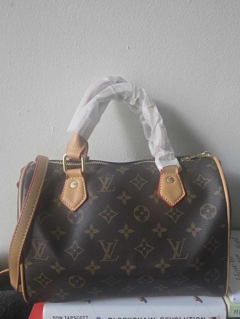 Signature Canvas Speed 25 Monogram  Boston Barrel Handbag